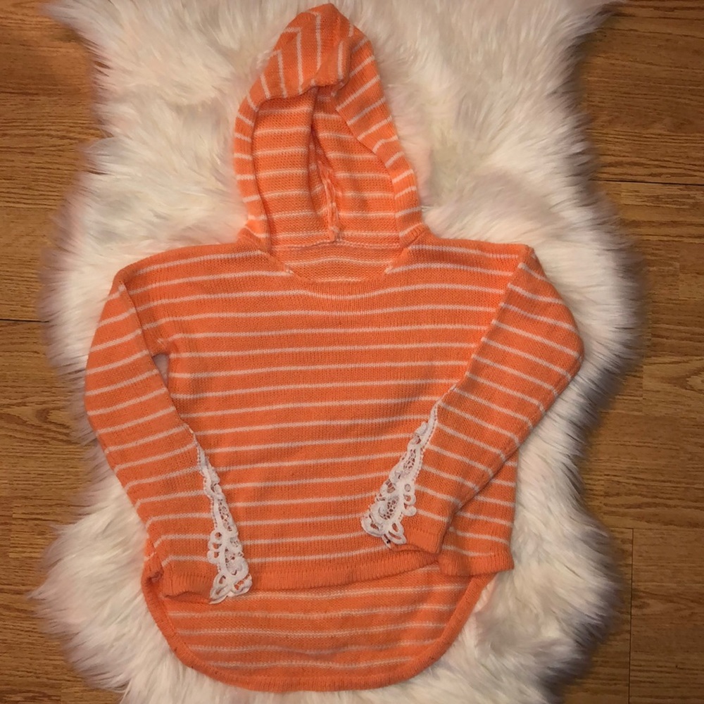 Orange and white striped shirt/sweater